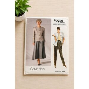 Vogue 1859 Calvin Klein Uncut Vintage Designer Sewing Pattern Minimalist Style